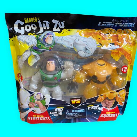 Buzz Lightyear & Yellow Zyclops Heroes of Goo Jit Zu DISNEY PIXAR 2022 Orig Pkg - Picture 13 of 13